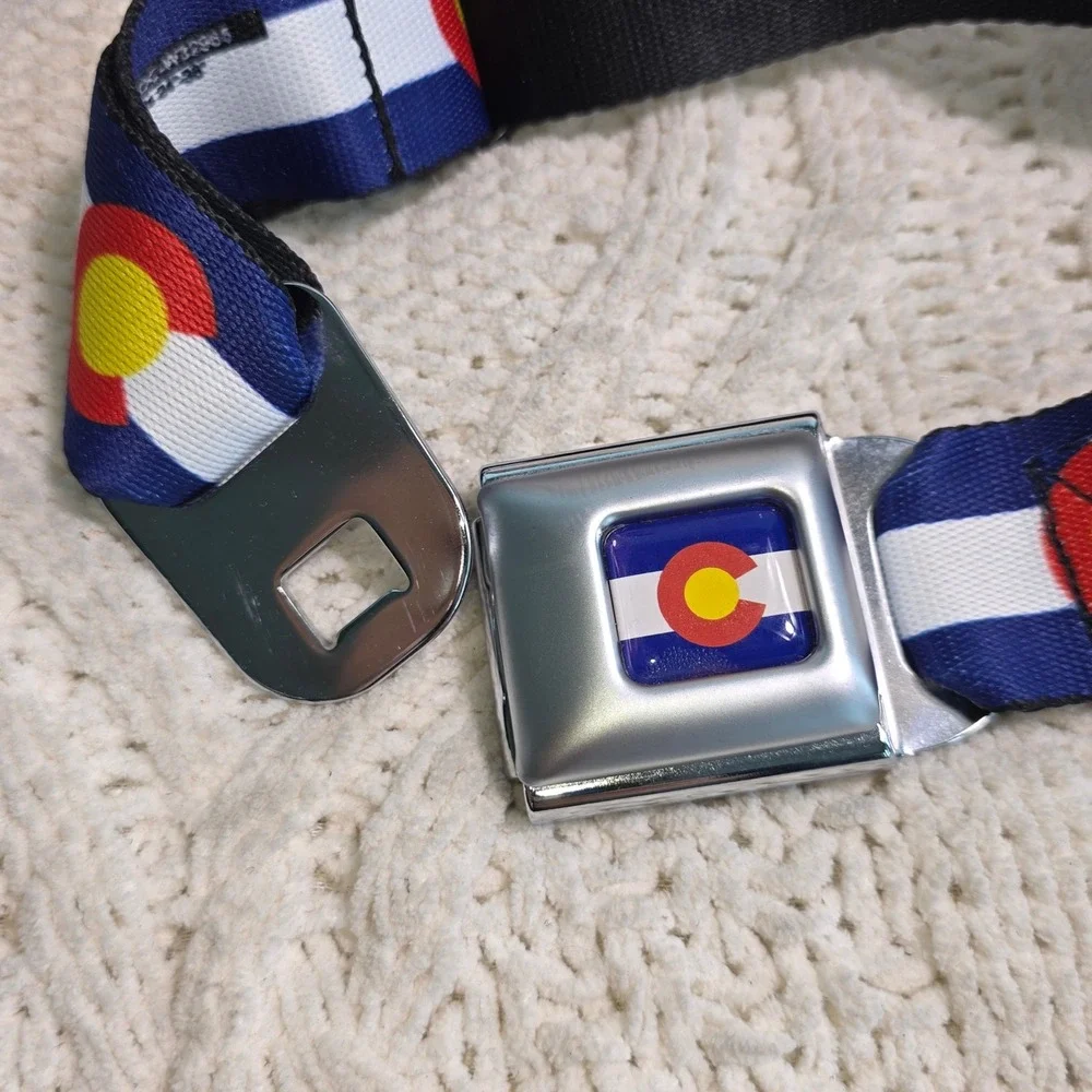 Buckle-Down‎ Seatbelt Belt Colorado State Flag Blue White Red Unisex to 44
